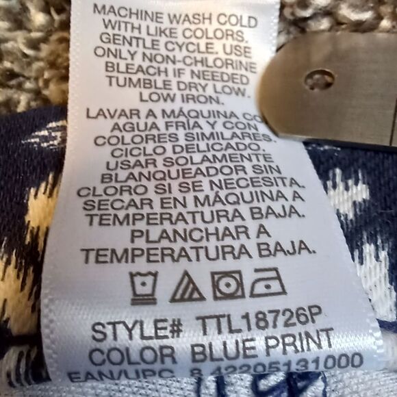 Ponte Pants Stretch Pull On Legging Southwest Print Navy White Size 2X - Picture 5 of 9